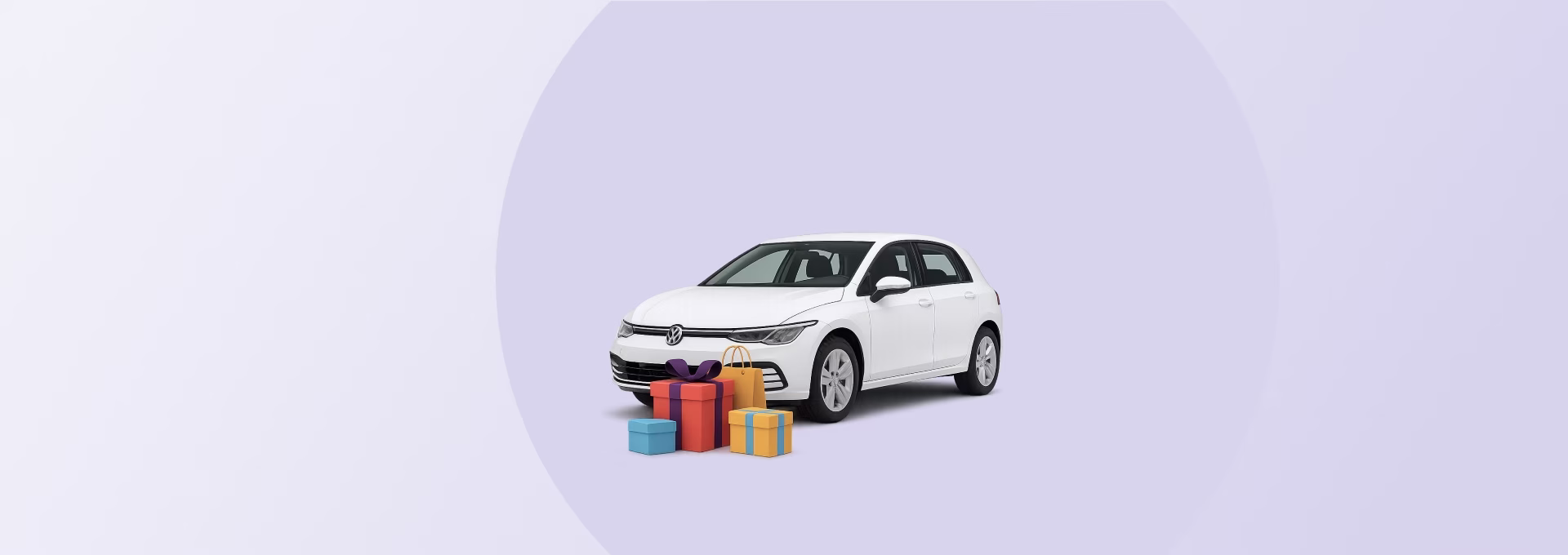 Automobilis ir dovanų dėžutės – automobilio paskolos ir finansinės laisvės be užstato simbolis.